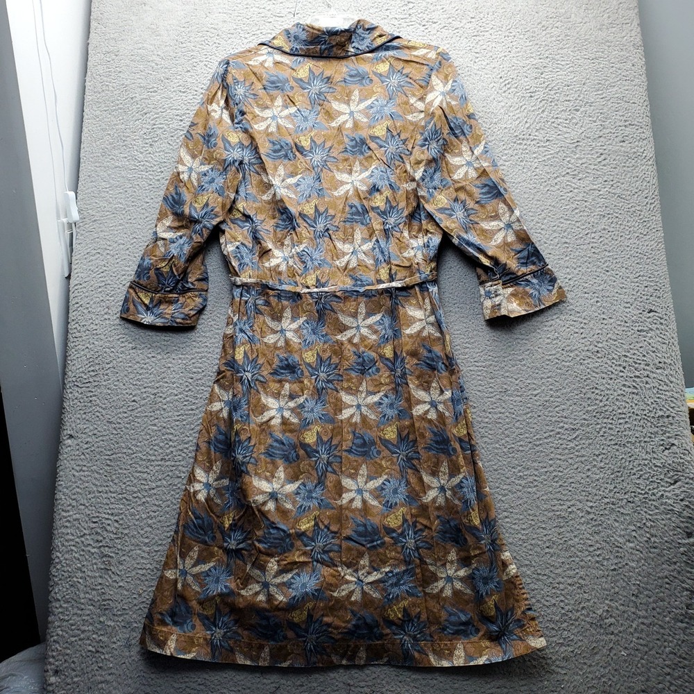 Peruvian Connection Robe Womens Large Multi Floral Pipe Trim Drawstring Waist - Picture 2 of 9